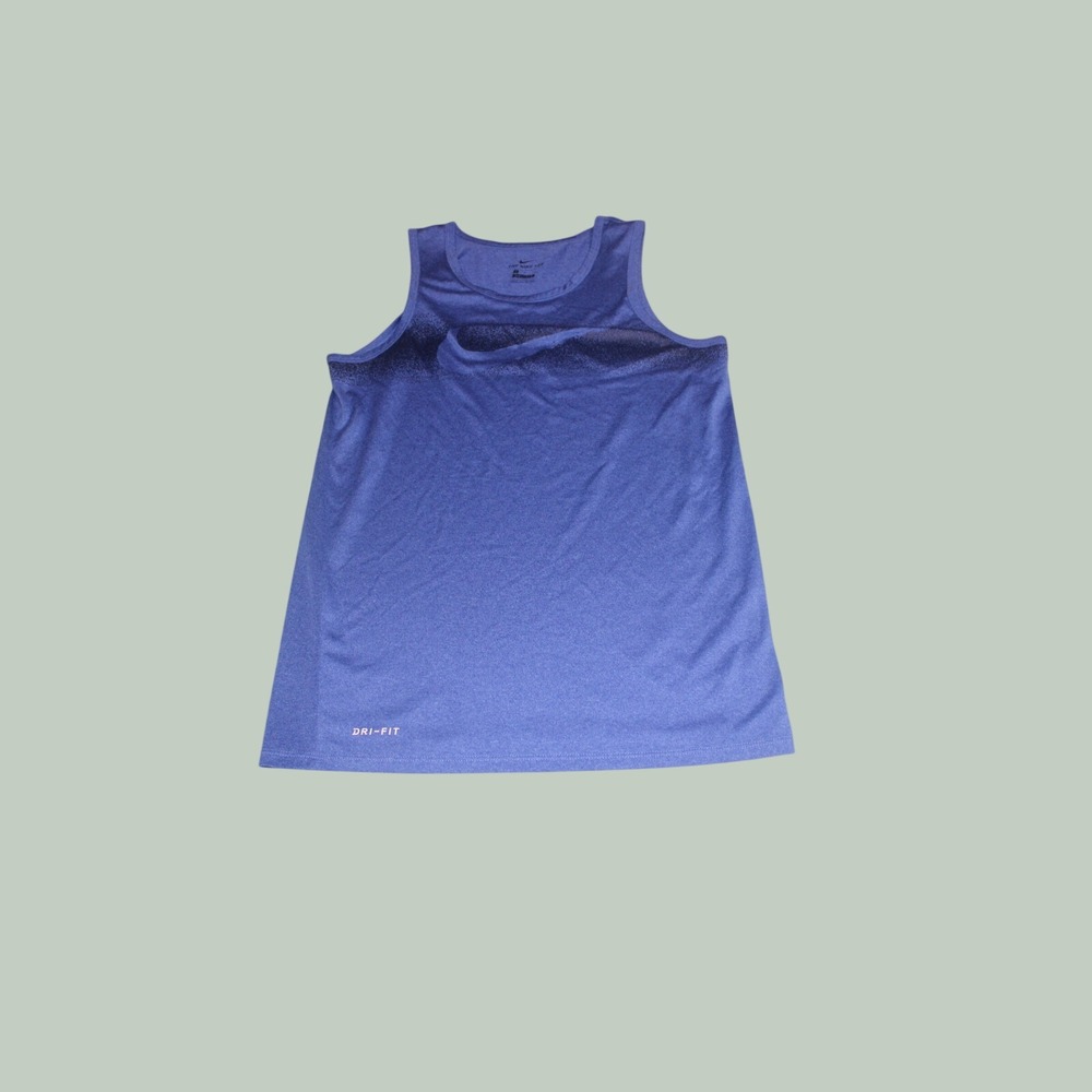 Nike Dri-FIT Mens Blue Heather Graphic Swoosh Training Tank Top Size S